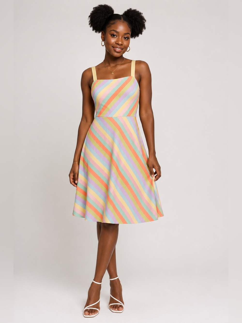 Vintage Rainbow A-Line Summer Dress - Sz S